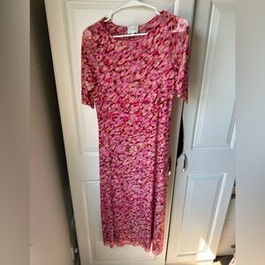 Johnny Was (Jade collection) Women's Vibrant Pink Long Sleeve Mesh Dress